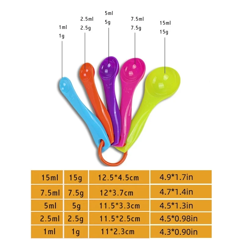 

Colorful Kitchen Measuring Spoons Set Spoon Cup Baking Utensil Set Kit 5pc