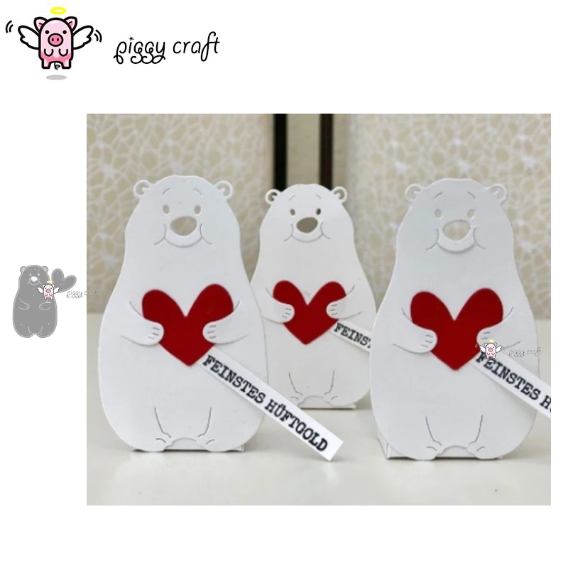 

Piggy Craft metal cutting dies cut die mold Heart hug bear Scrapbook paper craft knife mould blade punch stencils dies