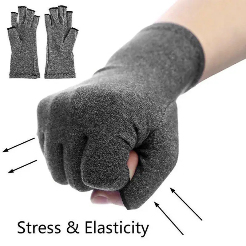

A Pair Copper Compression Gloves Hand Fingers Arthritis Joint Pain Carpal Brace