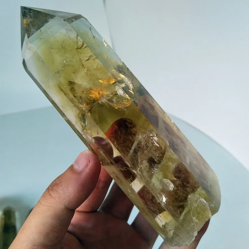 Каменный из натурального цитрина кристаллическая палочка ТОЧКА кварца сырой