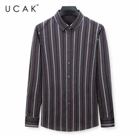 ucak brand autumn new arrival casual men shirts clothing long sleeves striped shirt homme streetwear 100 cotton clothes u6121