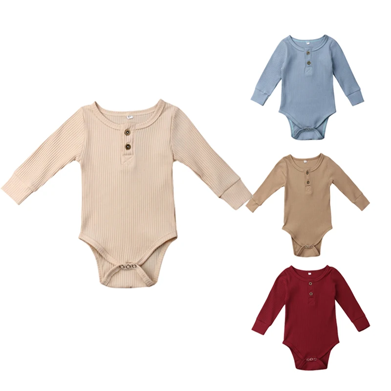 Unisex Newbown Baby Girls Knitted Romper Long Sleeve Sweater Buttons Jumpsuit Pajamas Top Fall Winter Clothing | Детская одежда и