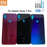 100 original new xiaomi redmi note 7 pro back battery cover glass housing door rear case phone lid with adhesive with tools