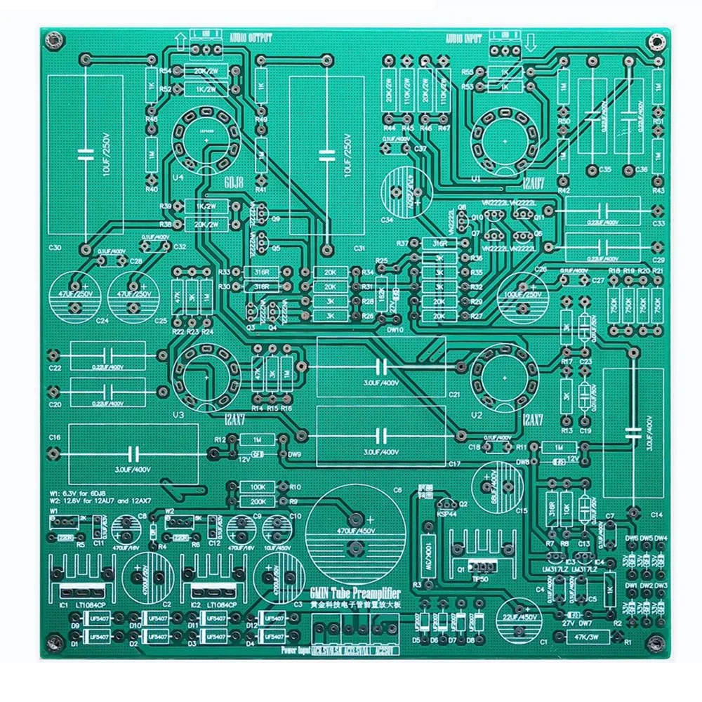 

GMIN Tube Preamplifier Board PCB Based on CAT SL1 Pre-amp Circuit (4 Tube Version)