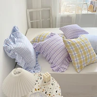 plaid pillow case purple 100 cotton sofa home decor decorative cojine fashion pillows covers 45x45cm 1pc