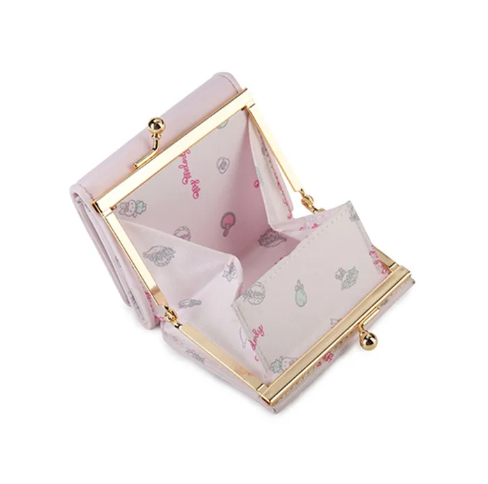 

Cute Bunny Kawaii Wallet Short Kiss Clasp Lock Tri-fold Pink Leather Wallets Women Ladies Cartoon Purses Small Money Clip Bag