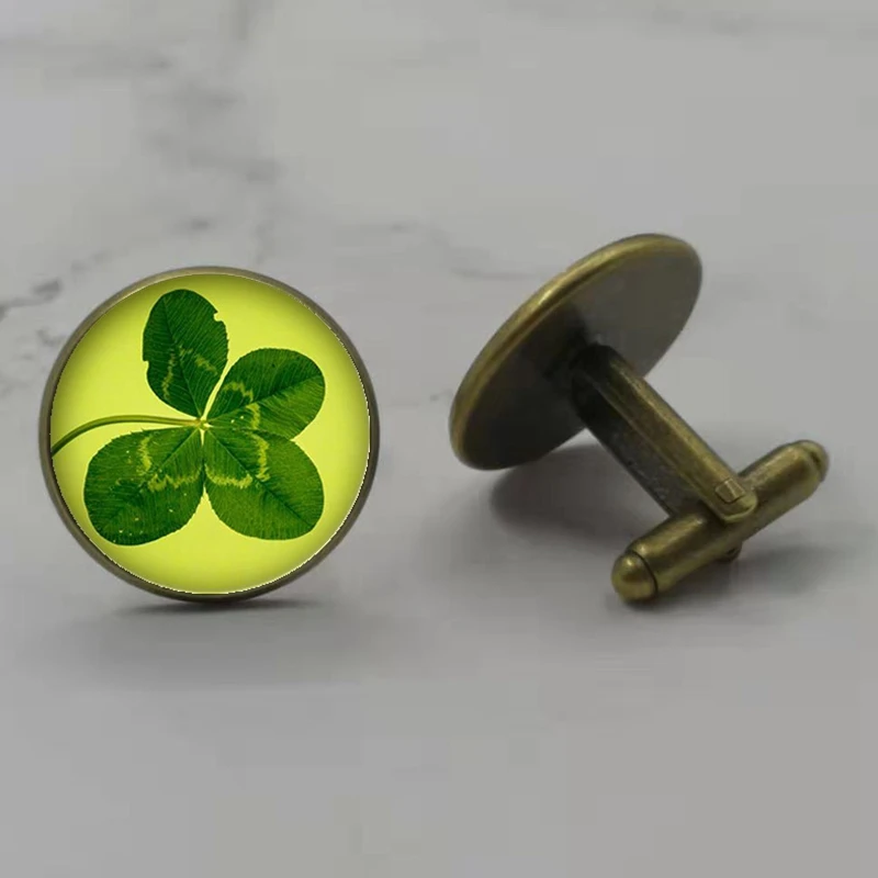 Ирландский Luck жених Свадебные манжеты Клевер ретро запонки рубашка бренд