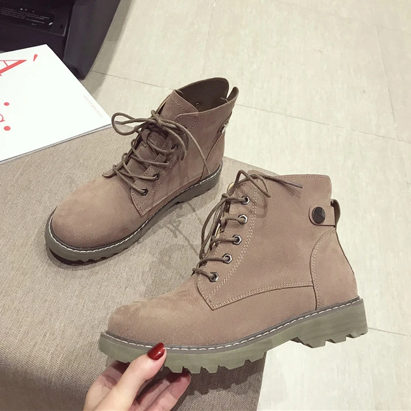 Mid Military Boots Women Retro Vintage Ankle Booties Rubber Sole Ladies Casual Cowboy Lace Up Woman Winter Shoes | Обувь