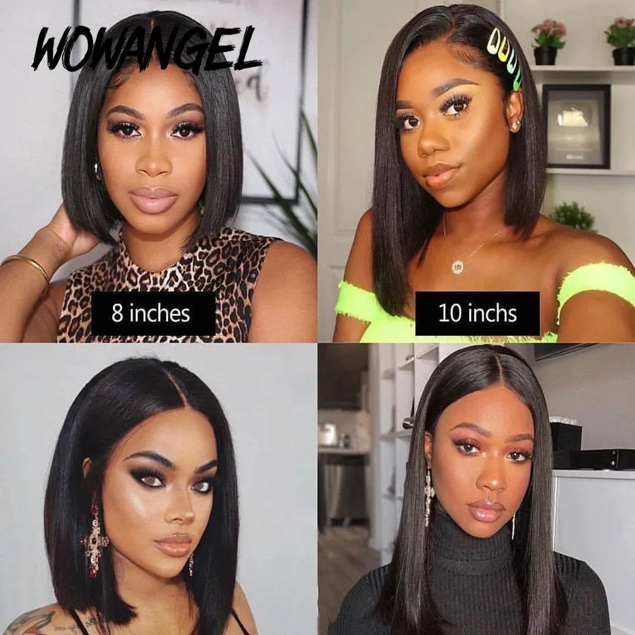 Прямой парик Боб из человеческих волос на сетке бразильский без повреждений