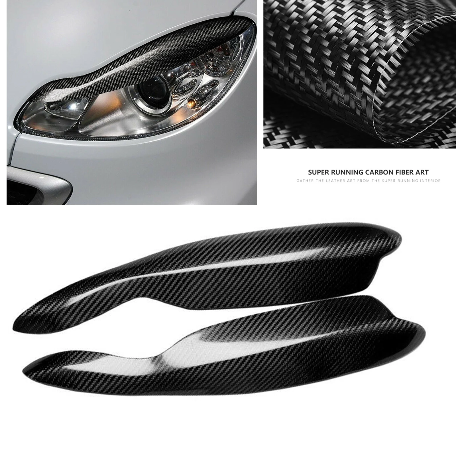 

For Smart Fortwo W451 2007-2014 Carbon Fiber Car Headlight Eyebrow Headlamp Eyelid Trim Front Head Light Lamp Cover Brow Sticker