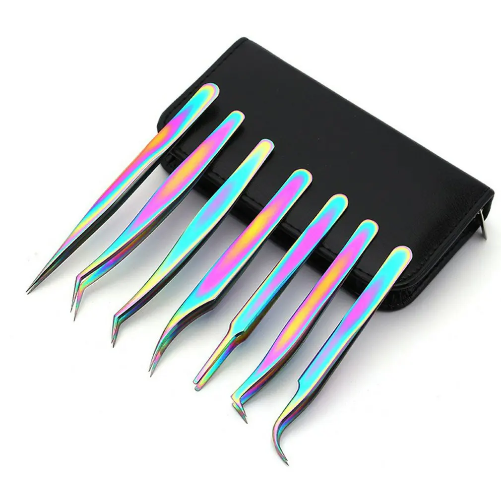 

Eyelash Extension Tweezers Set Stainless Steel Tweezers Set Stainless Steel Tweezers For Grafting Eyelashes 7pcs
