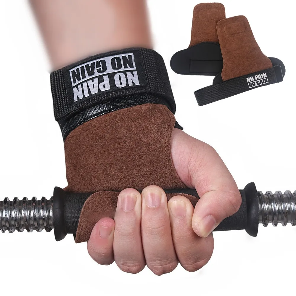 

Leather Gym Grips Anti-Skid Weight Lifting Gloves for Horizontal Bar Crossfit Bodybuilding Dumbbell Workout Fitness Palm Protect