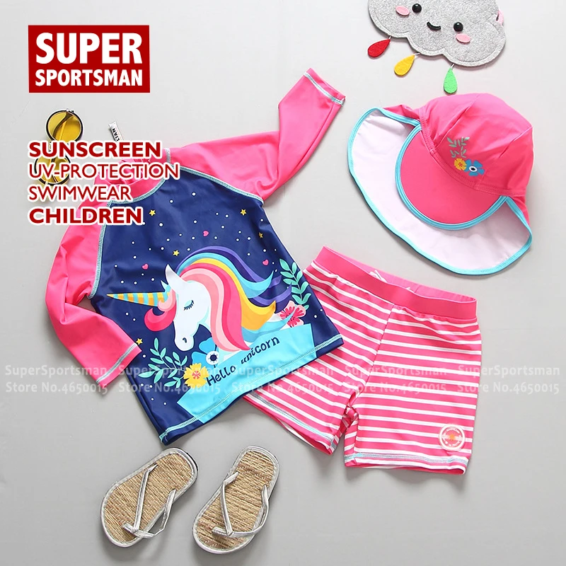 Мультяшный Единорог купальник для пляжа и серфинга новорожденных полосатый с
