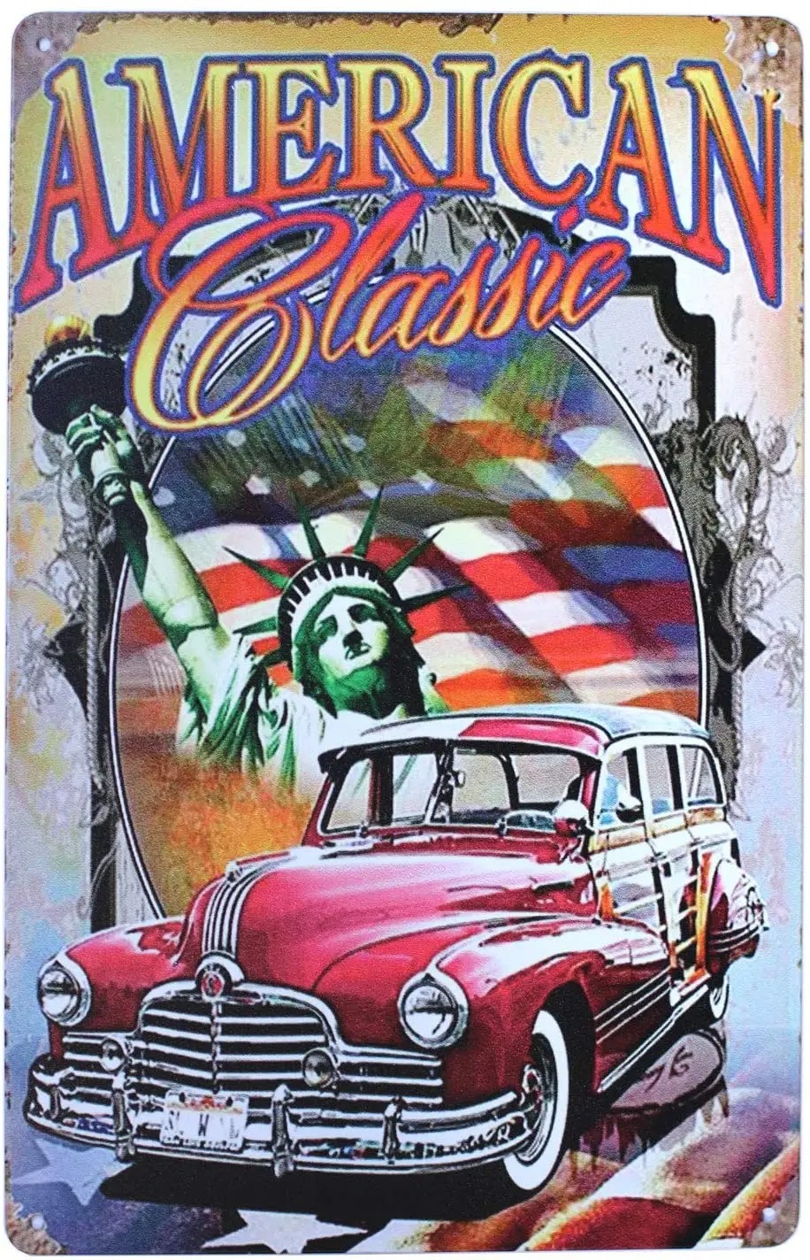 

UOOPAI американский классический автомобиль флаг США Ретро металлический знак деревенский постер СТЕНА АРТ Бар Паб домашняя винтажная Декора...