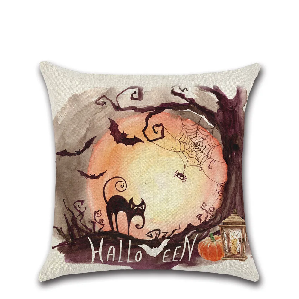 Льняная Наволочка на подушку Хэллоуин декоративная наволочка чехол с тыквой