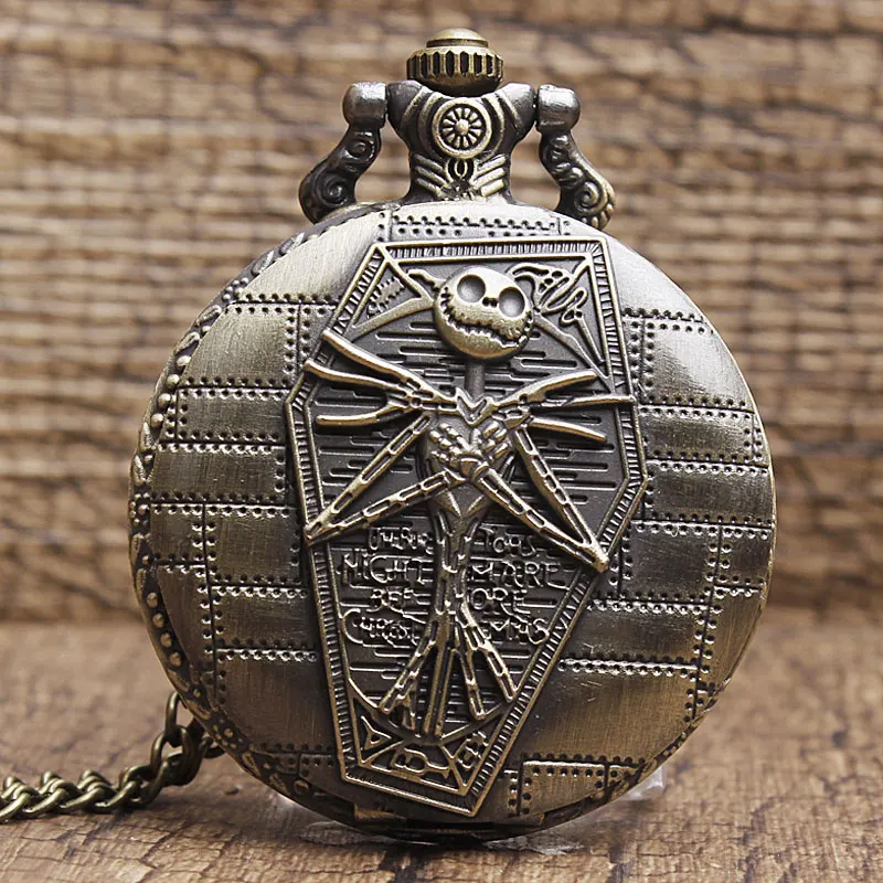 Бронзовый кошмар перед рождественские карманные часы Джек Скеллингтон Череп