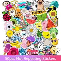 50pcsset color small fresh personality graffiti cute animal notebook suitcase skateboard guitar waterproof stickers toys gifts