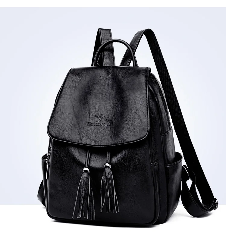Модный женский рюкзак Mochilas из овечьей кожи с кисточками, Женская дорожная сумка, рюкзаки, школьные рюкзаки для девочек-подростков