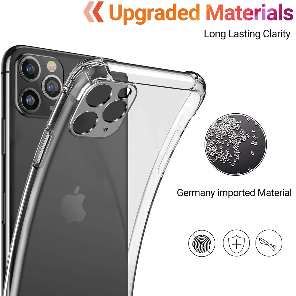 Противоударный чехол для iPhone 13 11 Pro Max 12 Mini X XR XS 8 Plus 7 SE 2020 6S прозрачный силиконовый