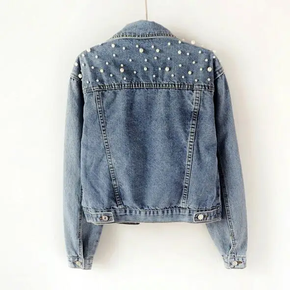 Короткие джинсовые куртки размера плюс с бусинами 3Xl 5Xl Женская белая джинсовая
