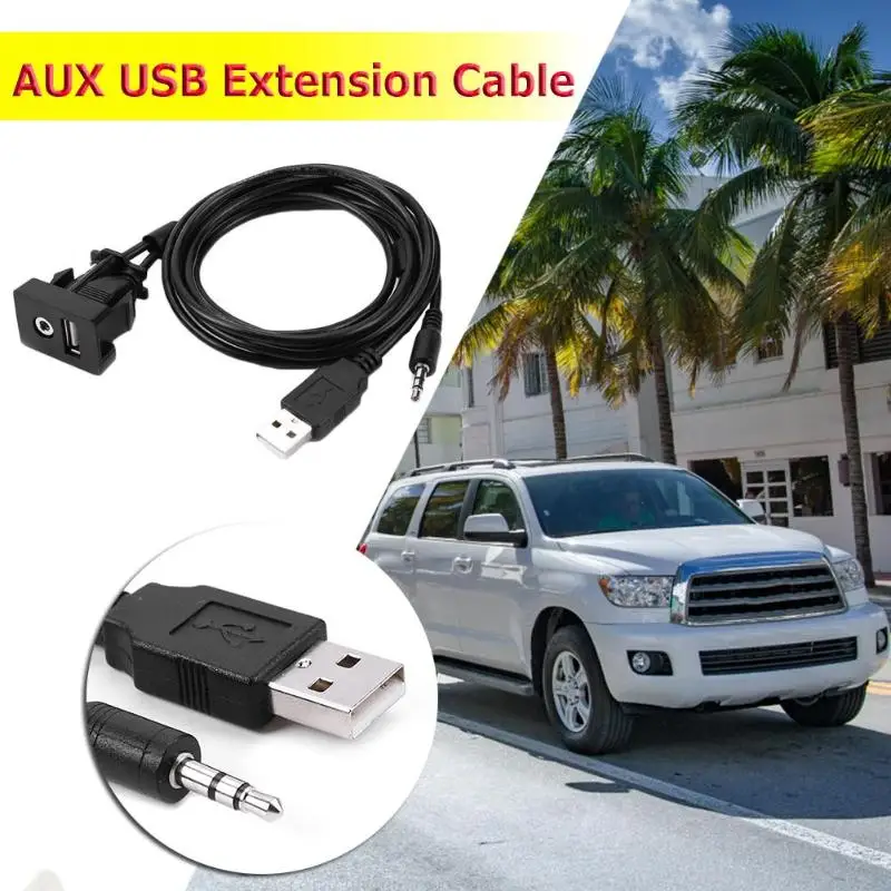 1 м Dash USB порт Панель 3 5 мм AUX удлинитель для Toyota Camry Corolla аудио разъем с поддержкой