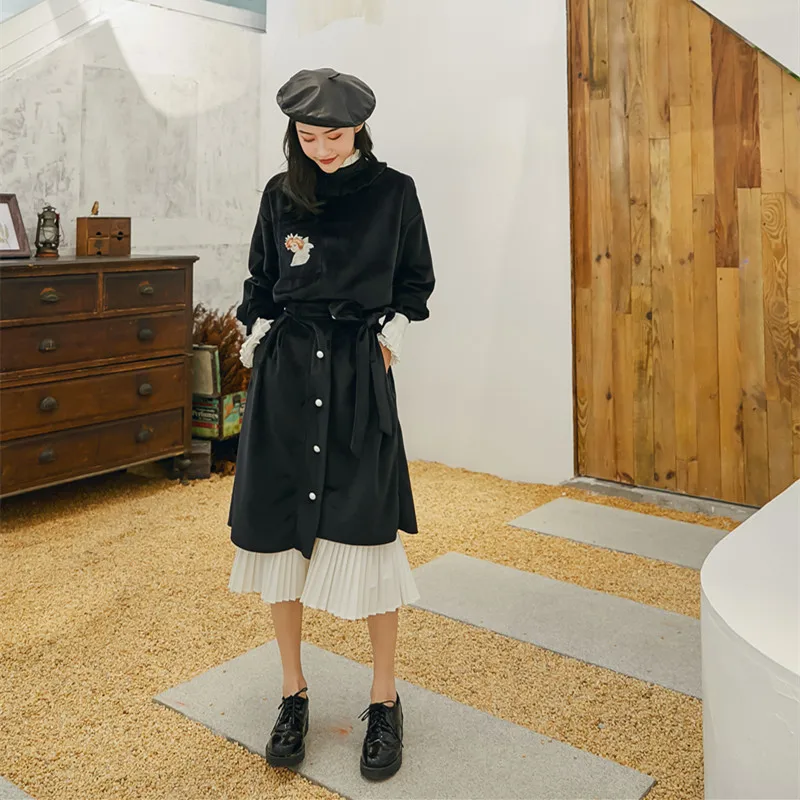 Мода весна осень новый темперамент Женская мода Ретро Бархат жемчуг Пряжка