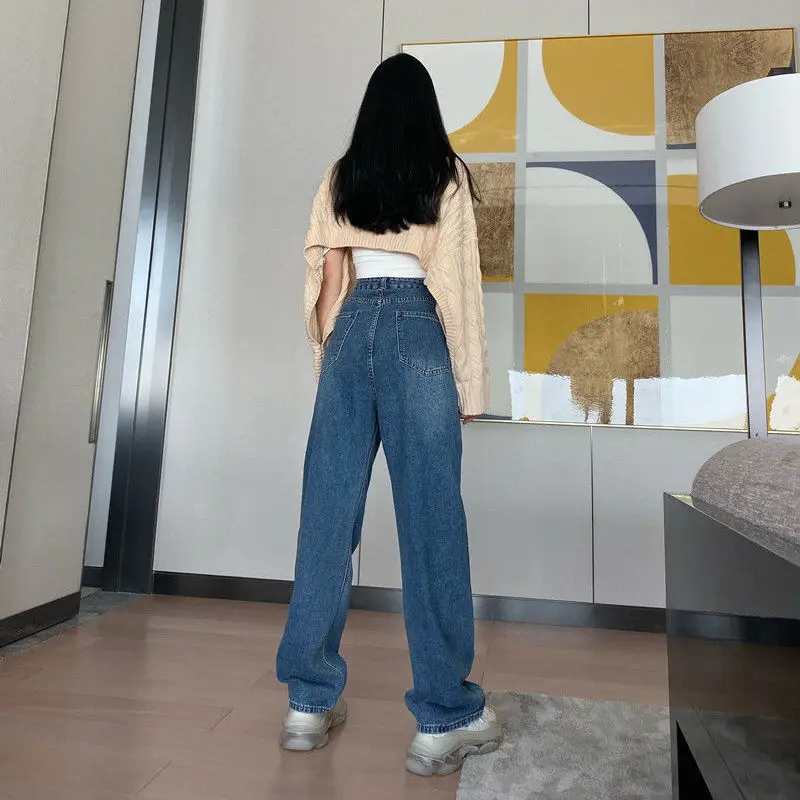 

New Women Wide Leg Jeans Pants Autumn Winter 2020 Versatile Straight Boyfriend Baggy Denim Pants Female Casual Trousers Loose