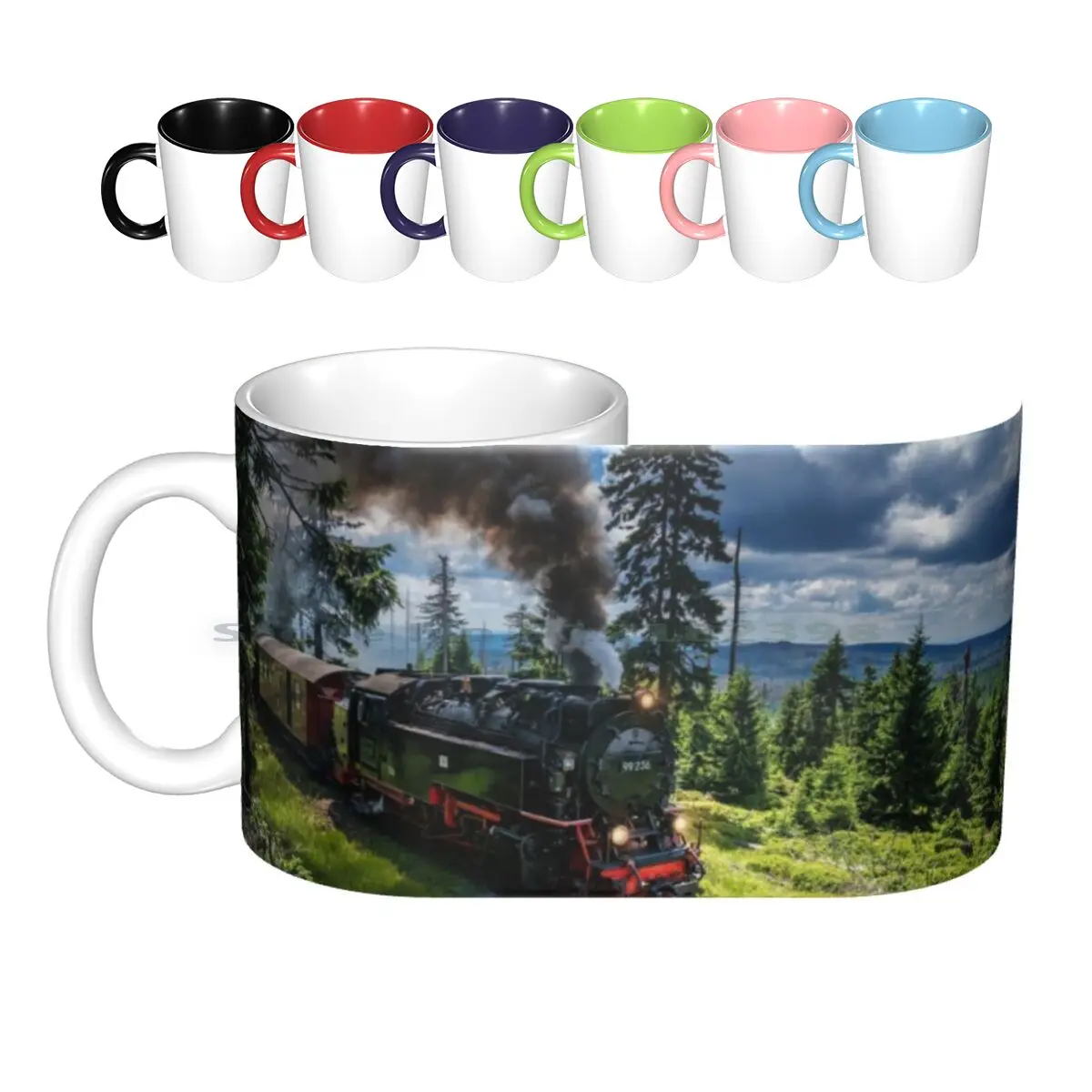 S tea m Локомотив-Harz с узким железом (Германия) Керамические Кружки Кофейные чашки