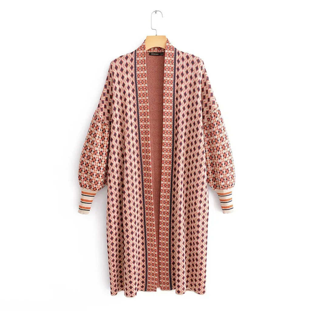 Винтажное длинное кимоно в горошек Женская длинная куртка с длинным рукавом