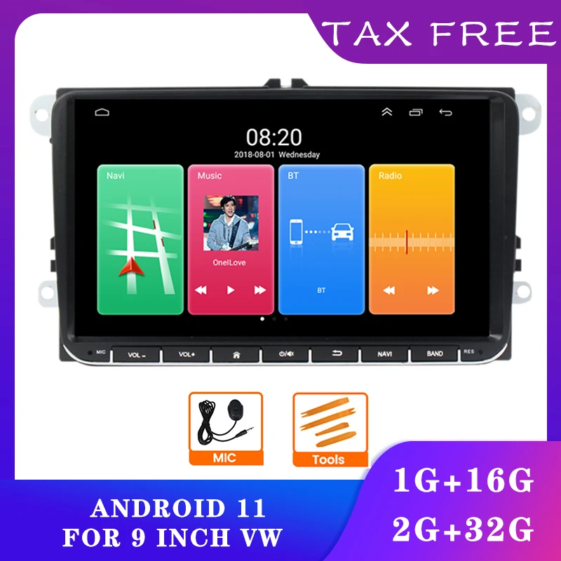 Автомобильный dvd-плеер плеер на Android 11 с RDS AM FM кнопками 9 дюймов 2 Гб ОЗУ 32 ПЗУ GPS Wi-Fi |