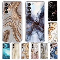 Transparent Phone Case For Samsung Galaxy S21 Ultra S20 S10 Plus Note Soft Silicone Cover Luxury Marble Pattern
