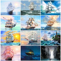 5d cruise ship diamond painting landscape sunset sea diamond embrodery picture of rhinestone mosaic home decor painting sailboat