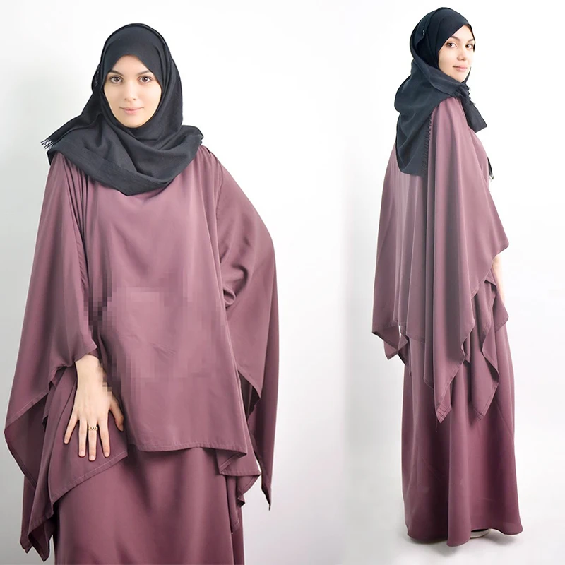 ИД мусульманский париер платье 2 шт комплект длинный химар джилбаб мусульманский женщины молитва набор одежды абайя Арабская мусульманска...