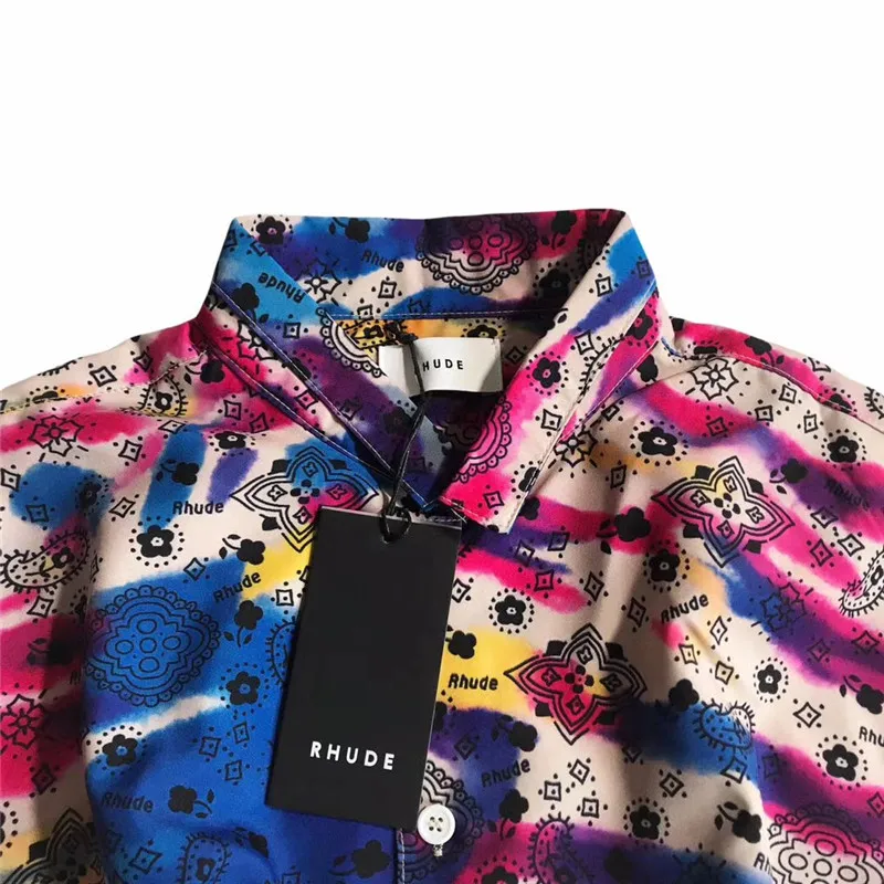 

Leopard print RHUDE Shirt Men Women 1:1 High-Quality Summer Style Top Tees RHUDE Shirts mens shirt long sleeve