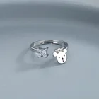 Новые милые очаровательные кольца в виде медведя для женщин и девушек, регулируемое Открытое кольцо с микро-инкрустацией из циркония, милые ювелирные изделия в подарок