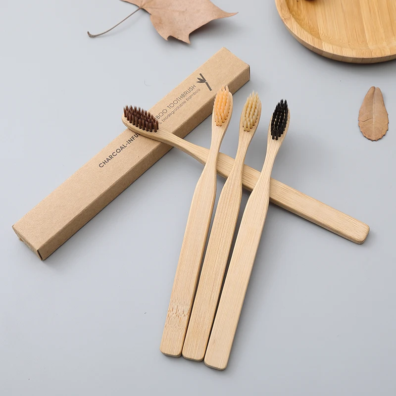 

50 шт./лот, Бамбуковая зубная щетка, деревянная зубная щетка, Бамбуковая мягкая щетина, натуральная, Экологичная, капеллум, Бамбуковая зубная ...