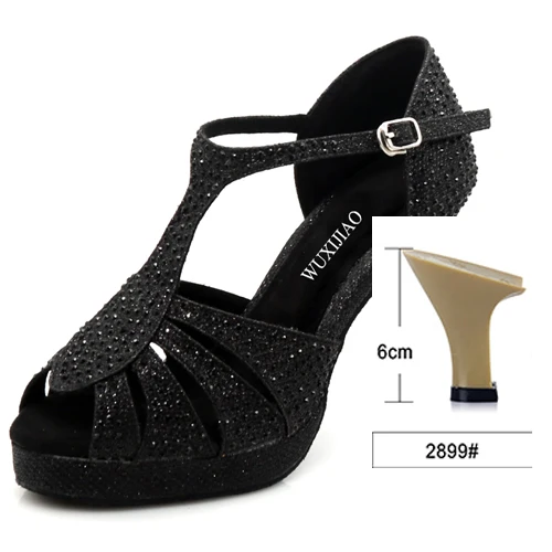 heel 6cm WUXIJIAO/Женская обувь для латинских танцев для взрослых; летняя обувь для танцев на открытом воздухе; сандалии для бальных танцев на высоком каблуке; мягкая подошва - Цвет: heel 6cm