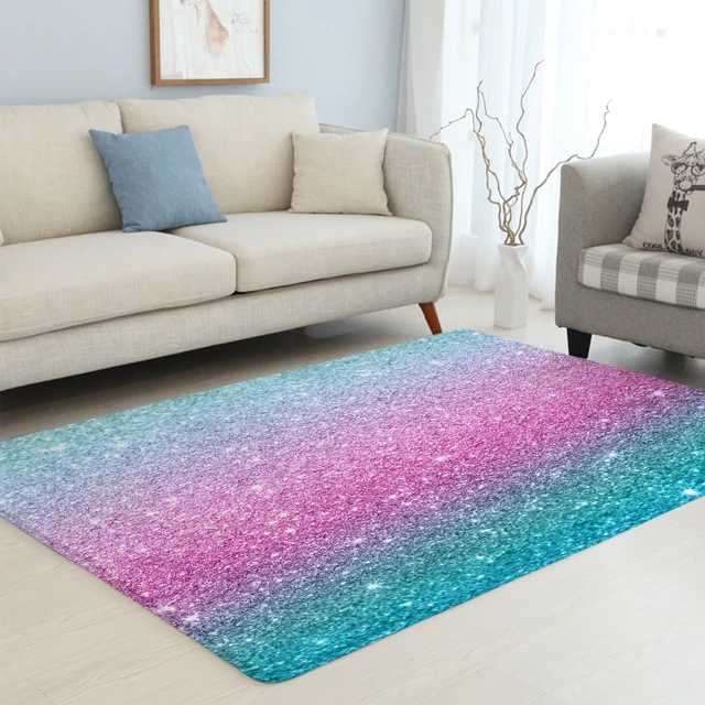 BlessLiving Rainbow Area Rug For Living Room Colorful Trendy Center Rug Modern Blue Pink Bedroom Carpet 152x244cm Drop Ship 2