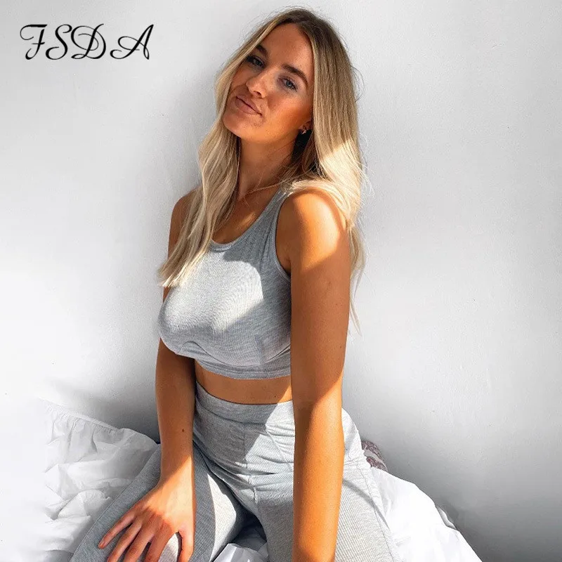 Женский комплект из двух предметов FSDA укороченный топ с круглым вырезом без