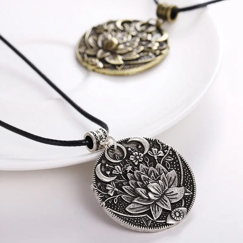 

Women Lotus Moon Pendant 1pc Jewelry Prettiest Mandala Flower Necklace