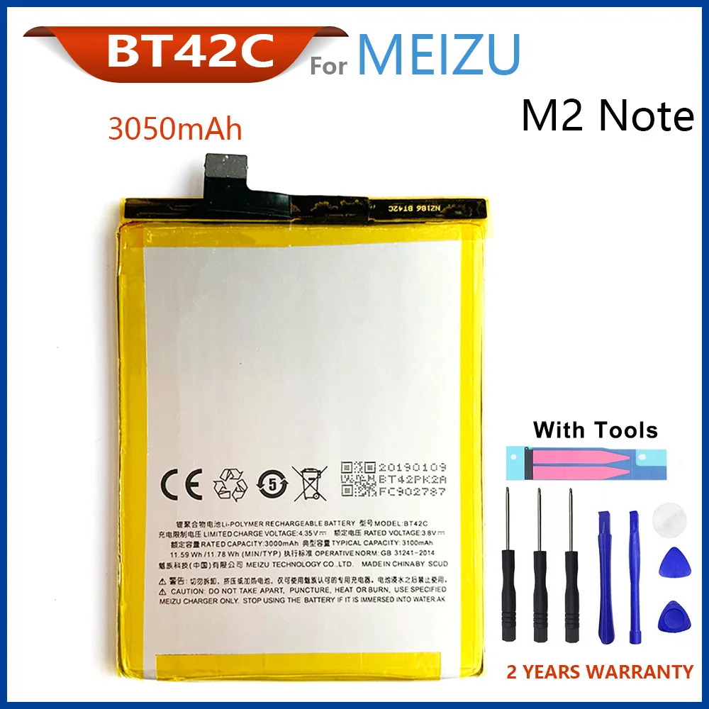 

100% Оригинальный 3050 мАч BT42C Новый аккумулятор для Meizu M2 Note высококачественные батареи для телефона с инструментами + номер отслеживания