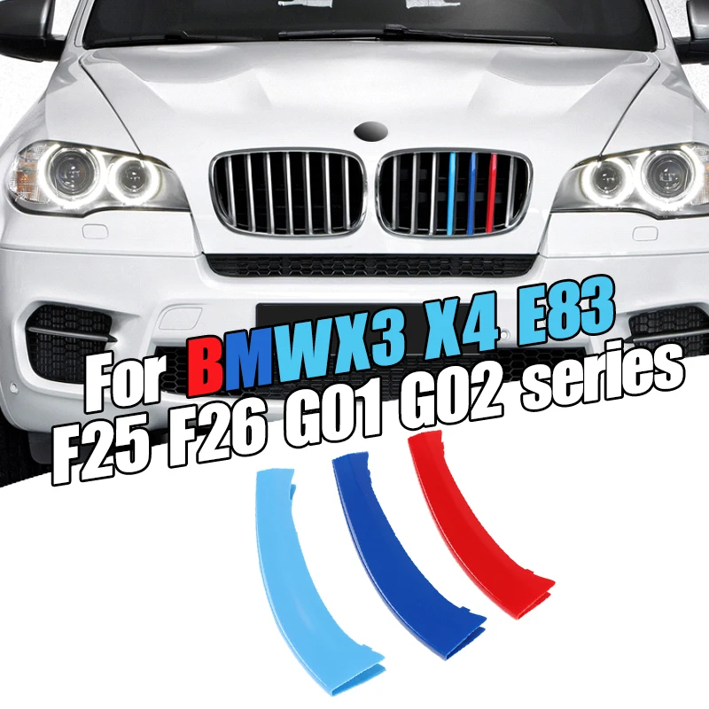 

3pcs Car-Styling 3D M Front Grille Trim Bumper Cover Strip Strips Stickers Cover for BMW X3 Series F25 E83 G01 Dropship