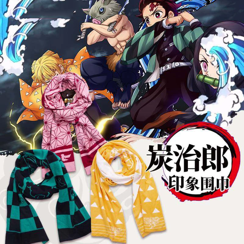 Demon Slayer: Kimetsu no Yaiba Kamado Nezuko Tanjirou Косплей зимний теплый шейный платок хлопковый