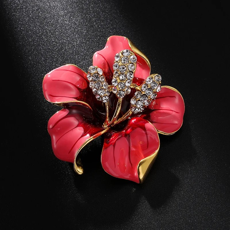 

Beautiful Rhinestone Flower Multi Brooch Women's Brooch Red, Pink and Green Crystal Brooch Wedding Banquet Jewelry