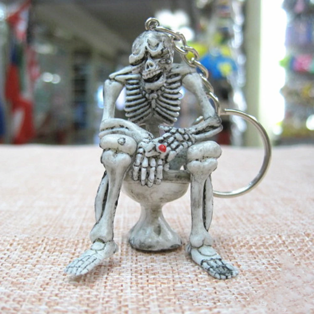 Модный брелок для ключей крутой ПВХ креативный Череп сумка унитаза резиновый