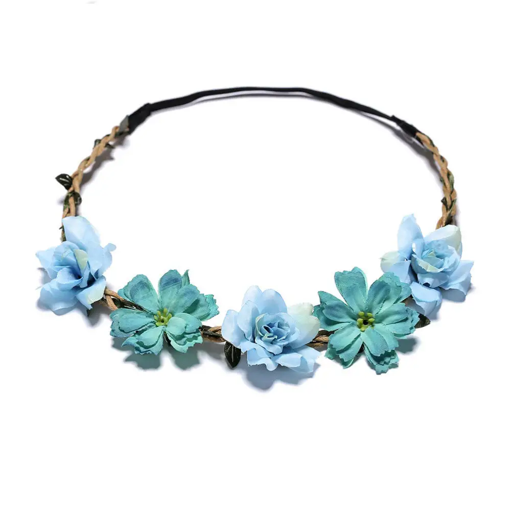 

Bride Crown Hair Band Floral Headband Garland Flower Wreath Elastic Hair Band For Women Girl Party Wedding Hair Accessories