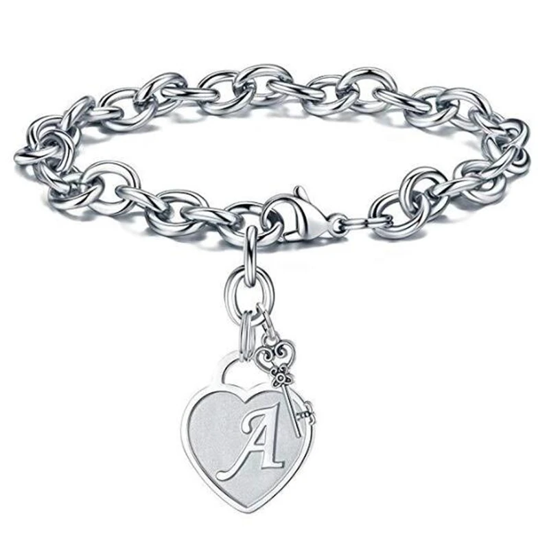 

Fashion Name Female Jewelry Initial Alloy Letter Charm Bracelets For Women Girls Bracelets Bangles