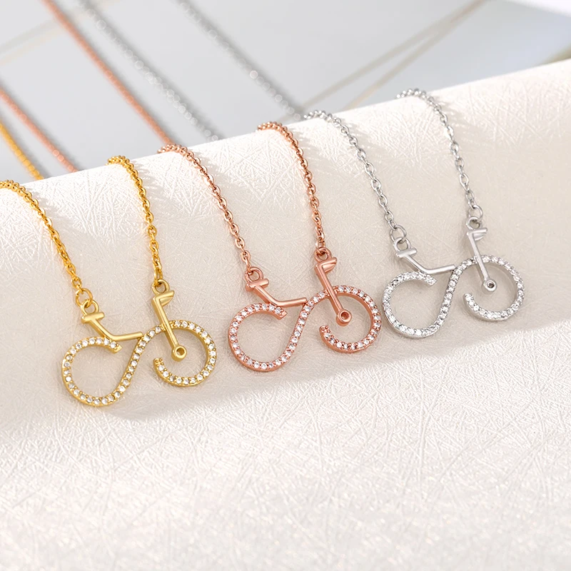 Милая подвеска в форме велосипеда ожерелье для женщин спортивные золотые