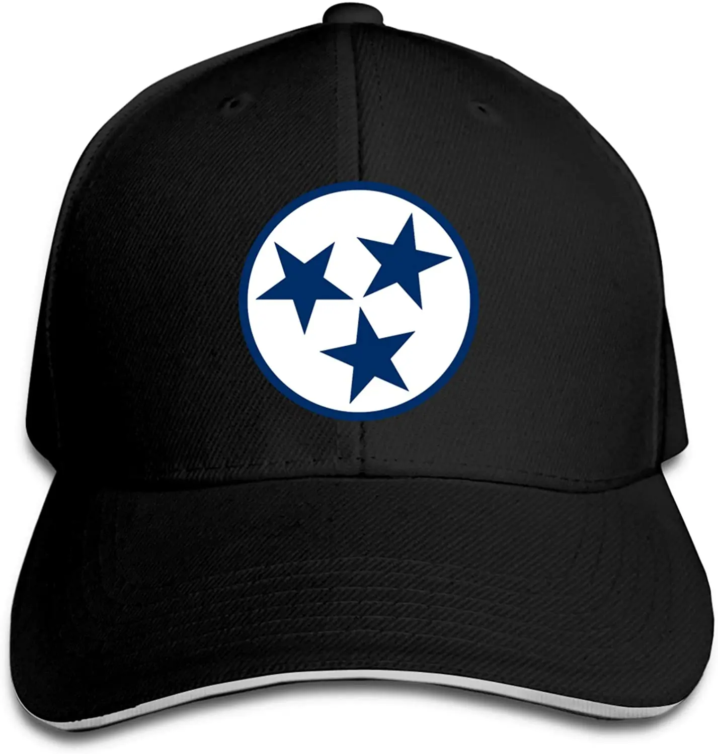 

Tennessee Tri Star Flag Sandwich Hat Printed Baseball Cap Headgear Unisex Outdoor Casquette Black