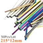 50 шт., многоразовые разноцветные коктейльные соломинки из нержавеющей стали